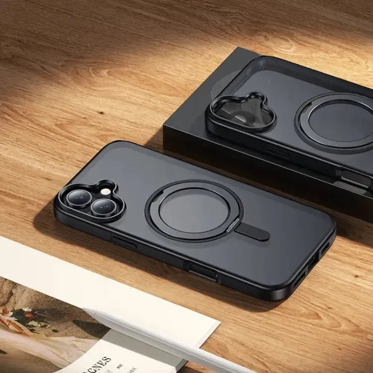For Apple iPhone 16 Pro Max Hoco AS1 Magsafe 360 Magnetic Ring Case Black