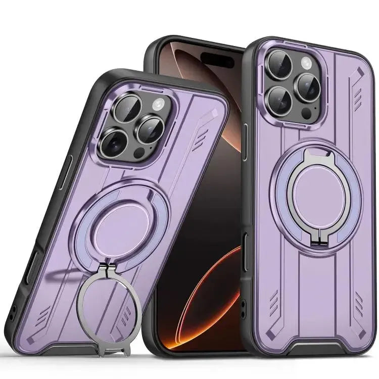 For Apple iPhone 16 Pro Max Magnetic Armour Rotating Stand Case Purple