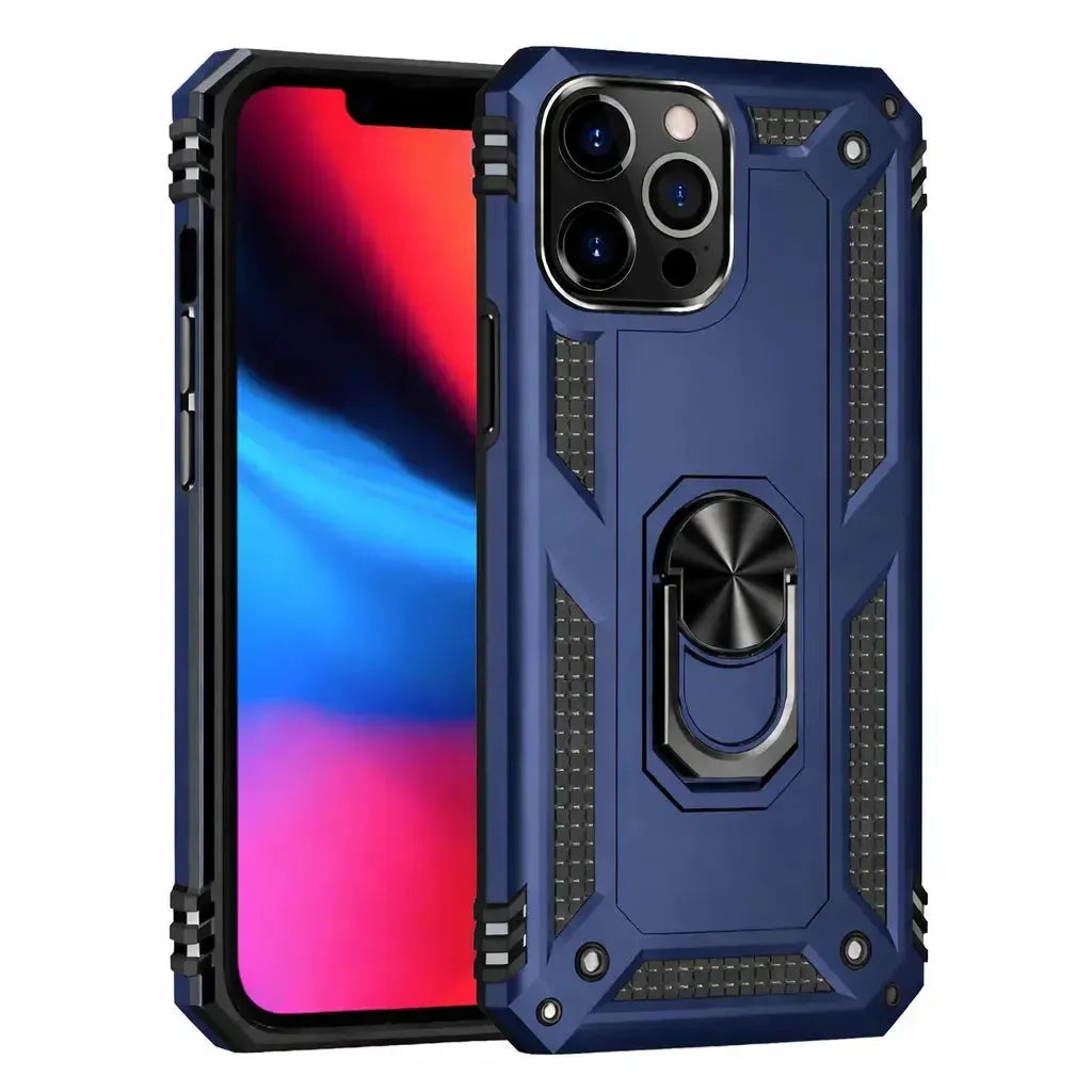 For Apple iPhone 16 Pro Max Magnetic Car Mount Protective Ring Holder Case Blue