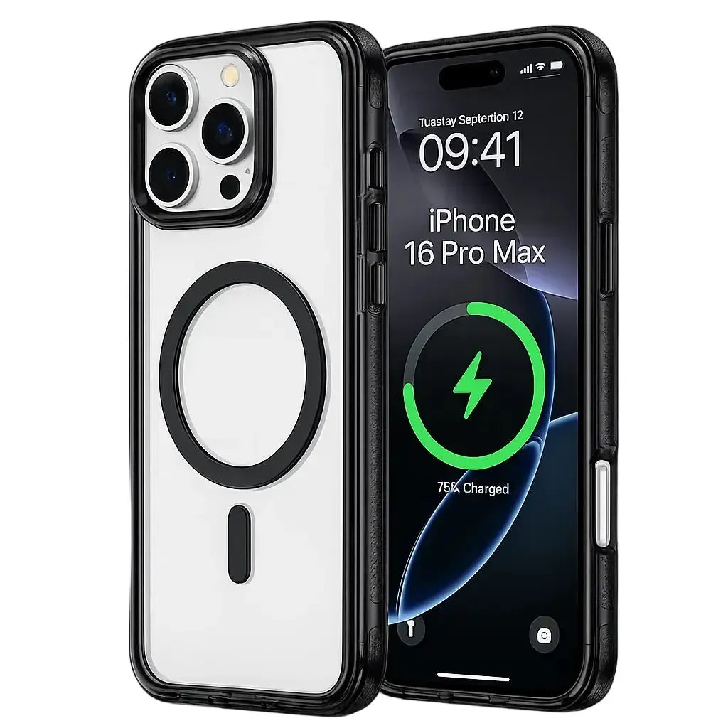 For Apple iPhone 16 Pro See-Through Magnetic Hard Case Black