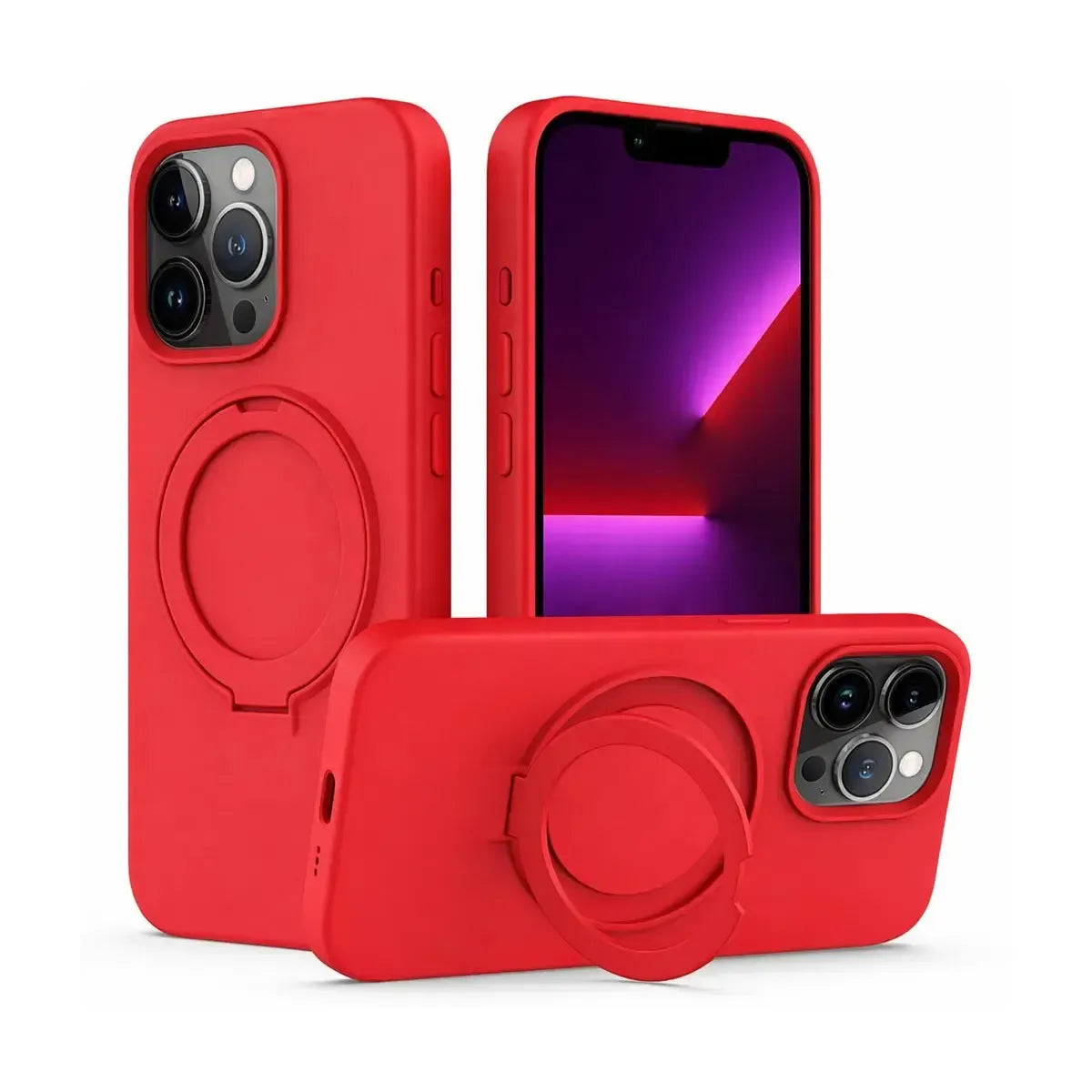 For Apple iPhone 16 Pro Max Silicon Magsafe Falcrum Ring Case Red