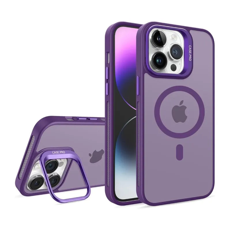 For Apple iPhone 16 Pro Max Skin-Feel Camera Holder Magsafe Case Purple