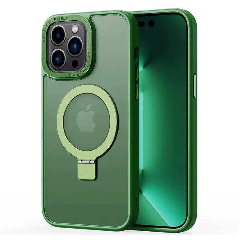 For Apple iPhone 16 Pro Max Skin-Feel Magsafe (Ring Stand) Case Green