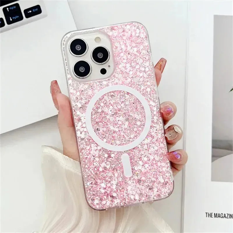 For Apple iPhone 16 Pro Max Symmetry Magsafe Glitter Case Pink