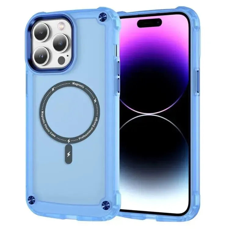 For Apple iPhone 16 Pro Shockproof Bumber Magsafe Case Blue