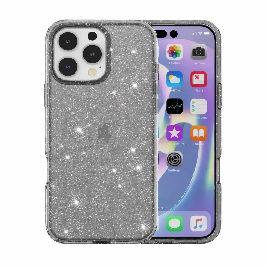 For Apple iPhone 16 Pro Terminator Axis Design Case Glitter Black