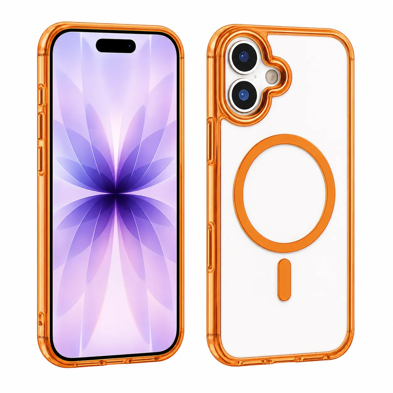 For Apple iPhone 16 See-Through Magnetic Hard Case Orange