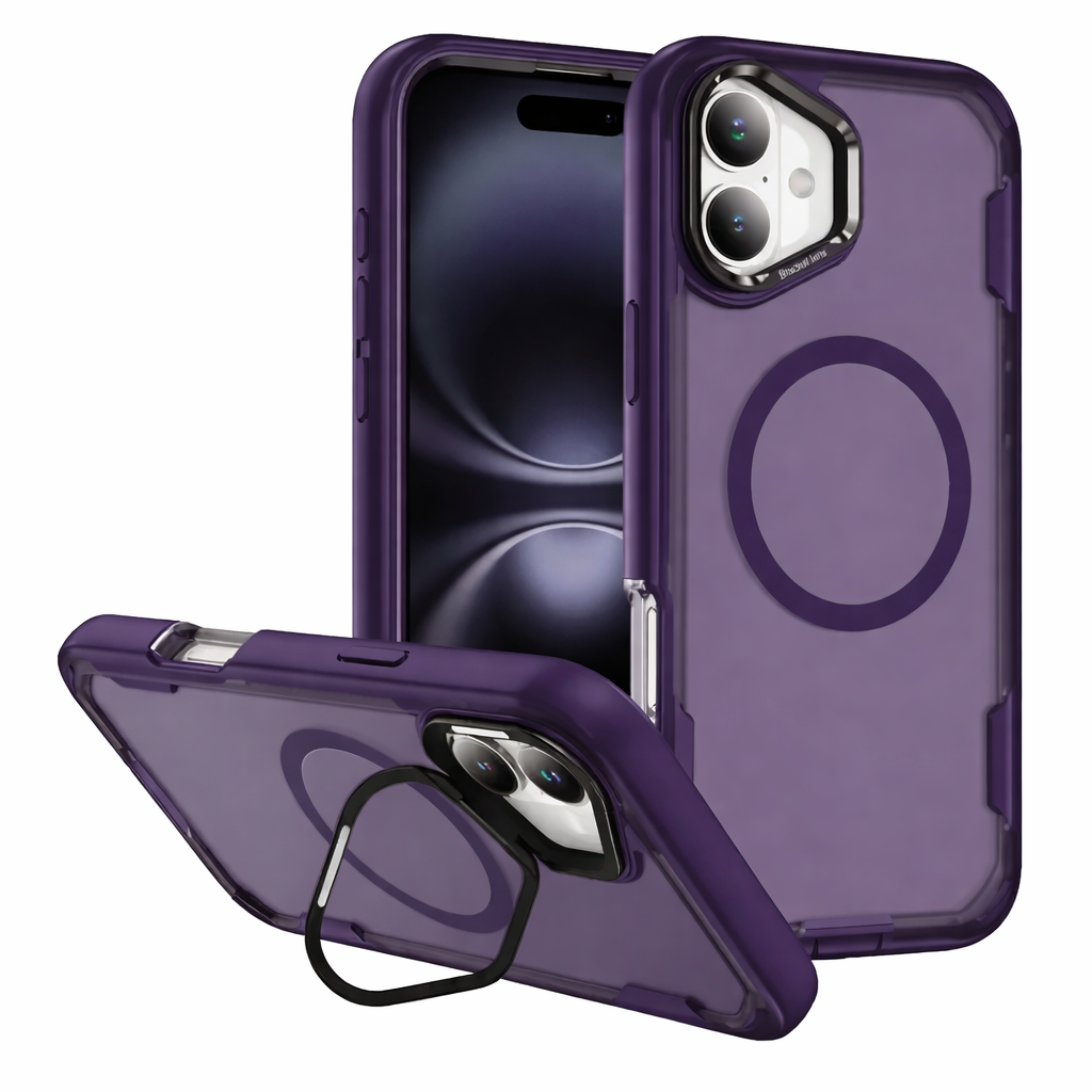 For Apple iPhone 17 Silicon Builder With Camera Holder Case Purple