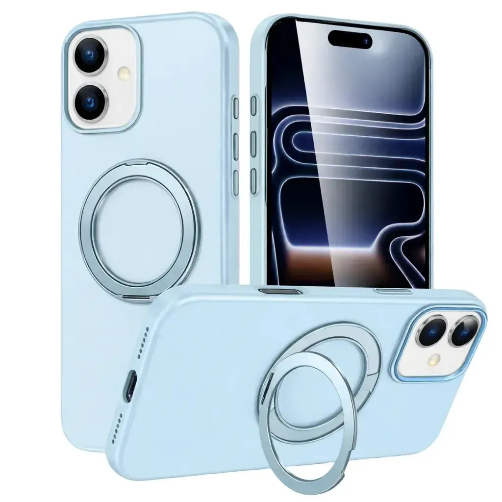 For Apple iPhone 16 Silicon Magsafe Falcrum Ring Case Blue