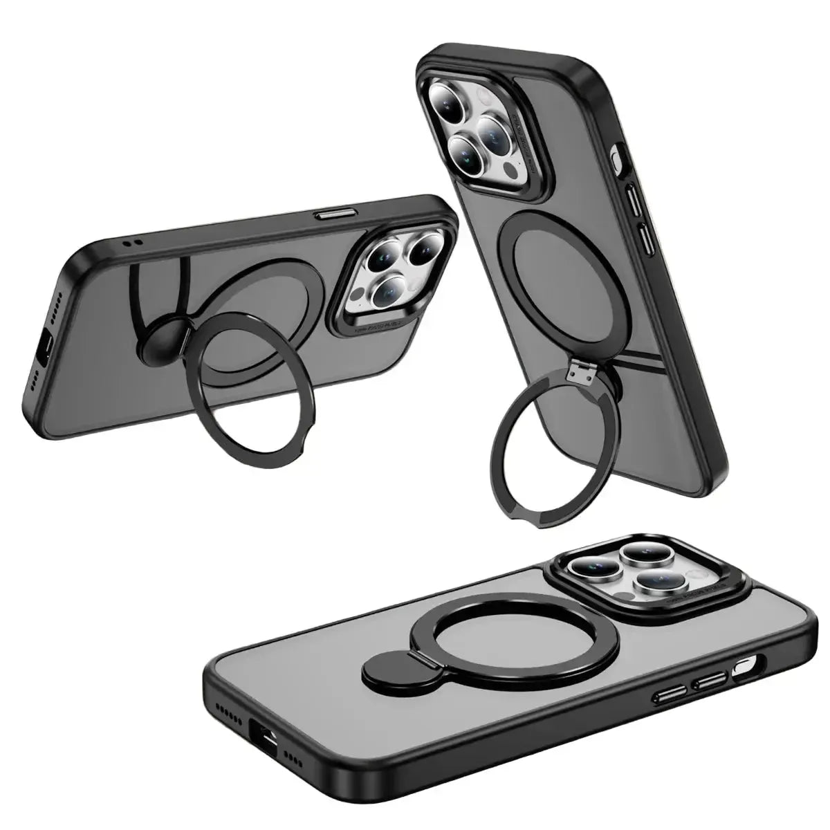 For Apple iPhone 16 Pro Max Udbasto Series Magsafe Ring Case Black