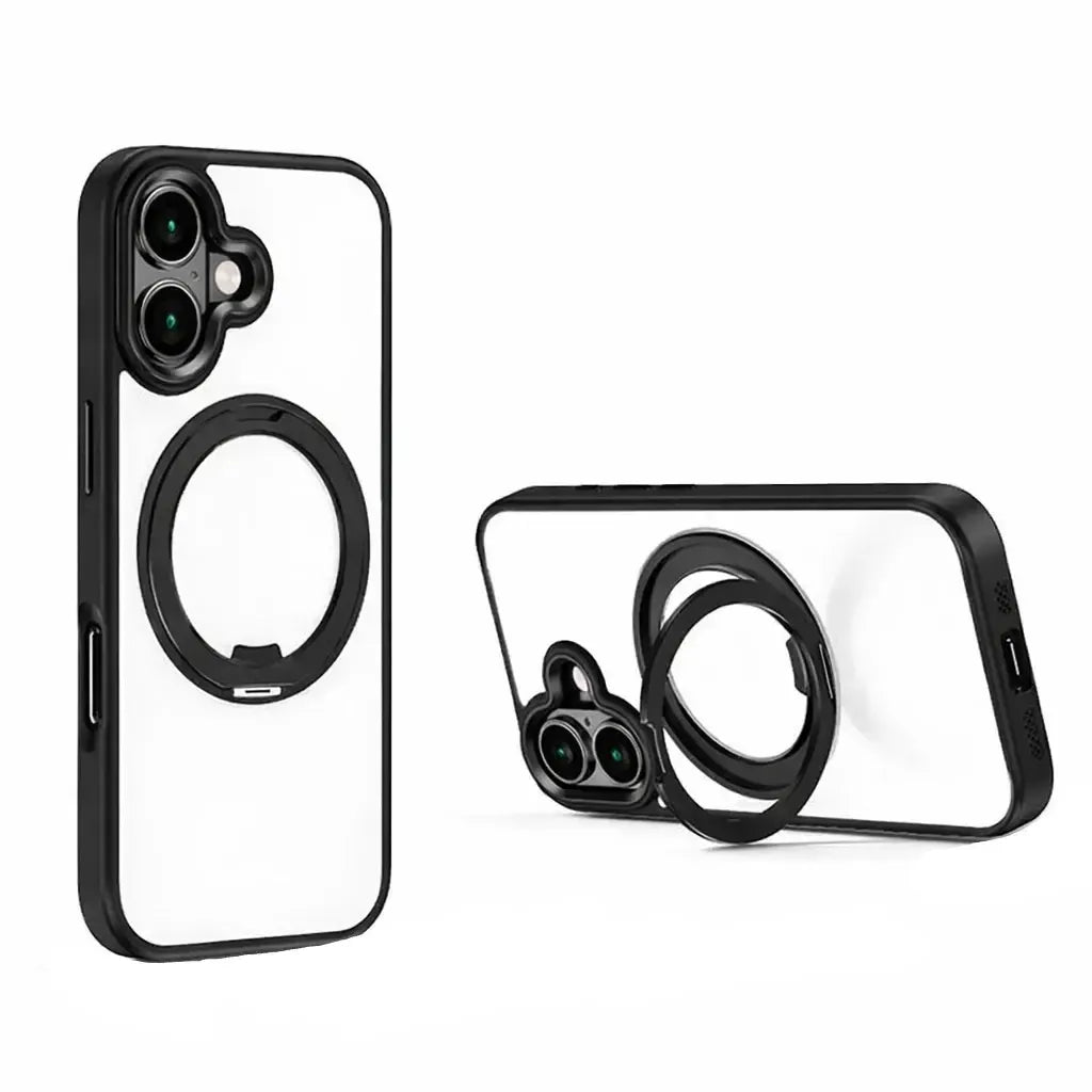 For Apple iPhone 16 iShield Magsafe Rotating Stand Case Black
