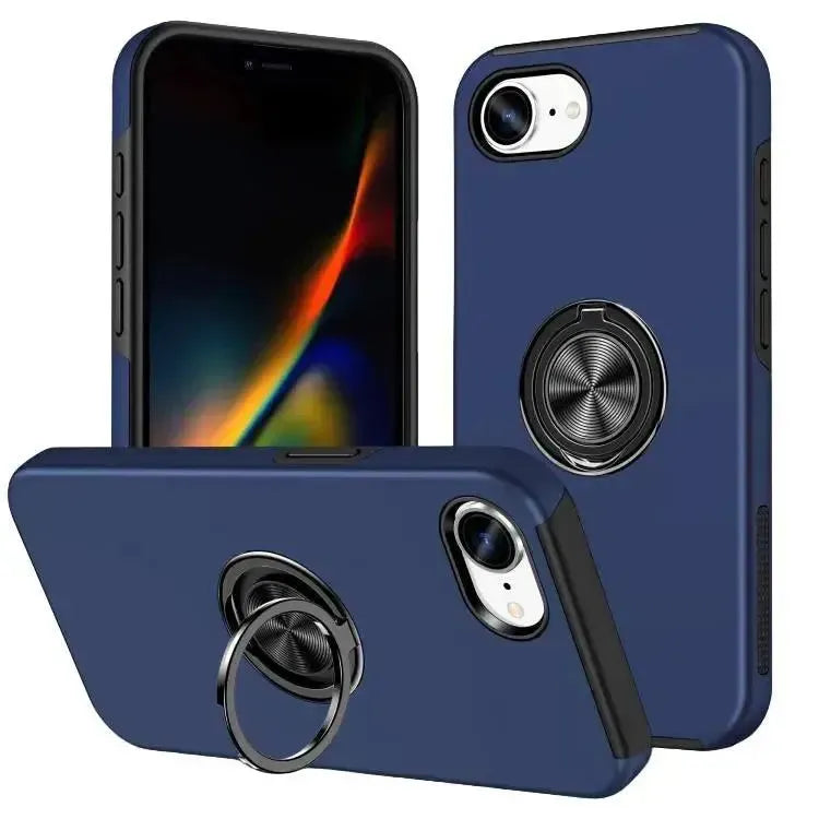 For Apple iPhone 16E Dual Layer Invisible Ring Case Blue