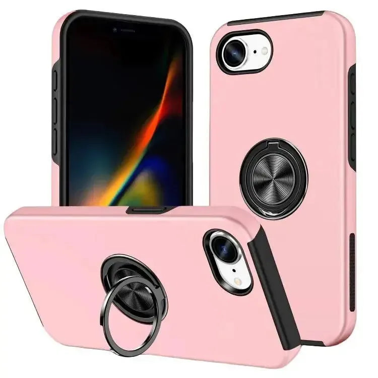 For Apple iPhone 16E Dual Layer Invisible Ring Case Pink