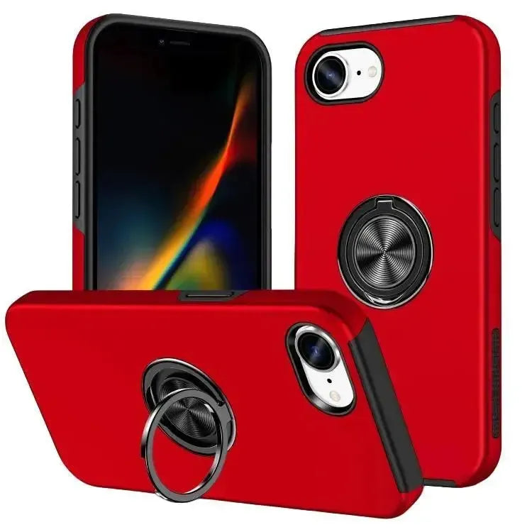 For Apple iPhone 17E Dual Layer Invisible Ring Case Red