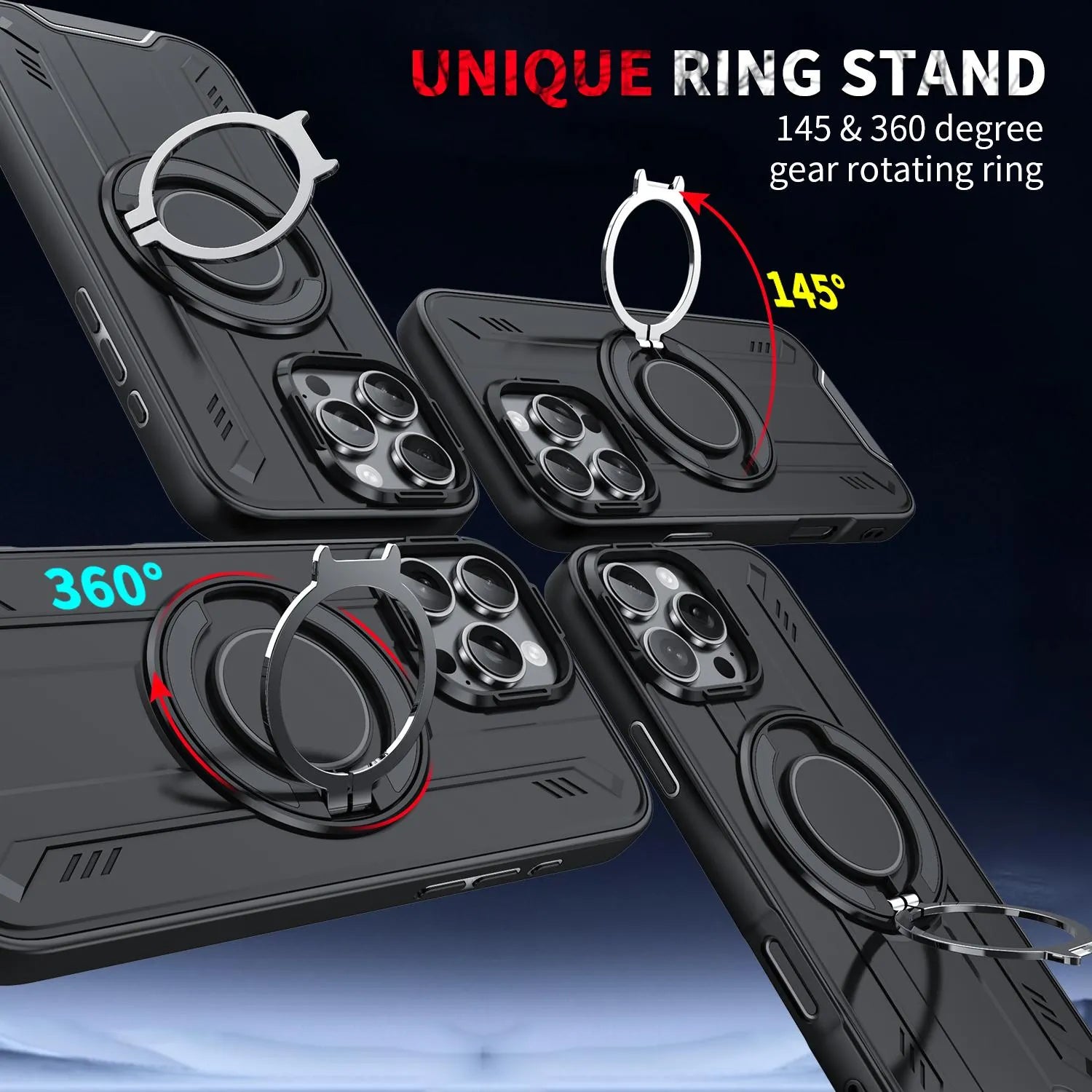 For Apple iPhone 16E Magnetic Armour Rotating Stand Case Blue