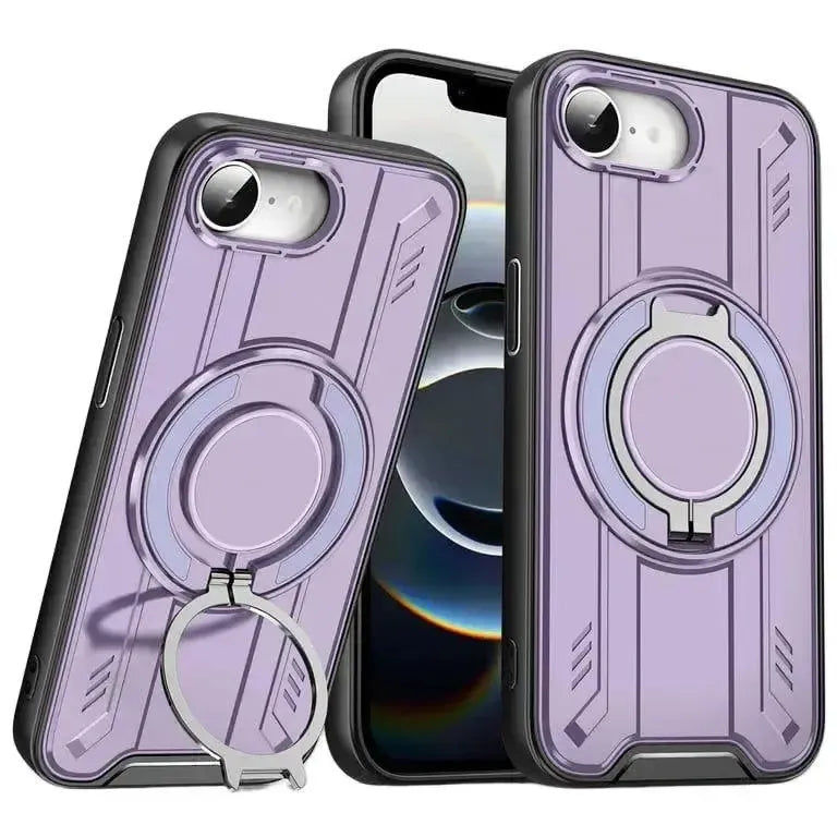 For Apple iPhone 16E Magnetic Armour Rotating Stand Case Purple