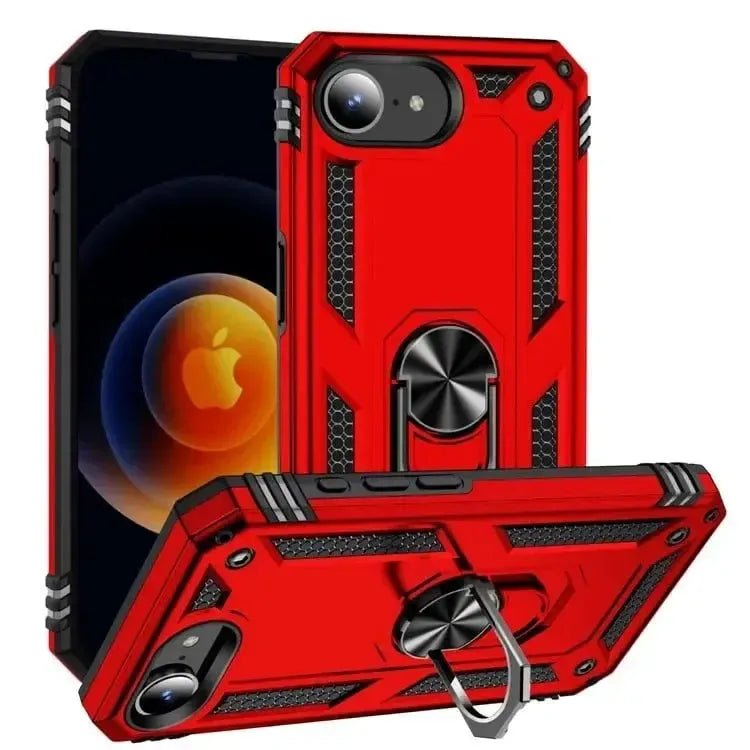 For Apple iPhone 16E Magnetic Car Mount Protective Ring Holder Case Red