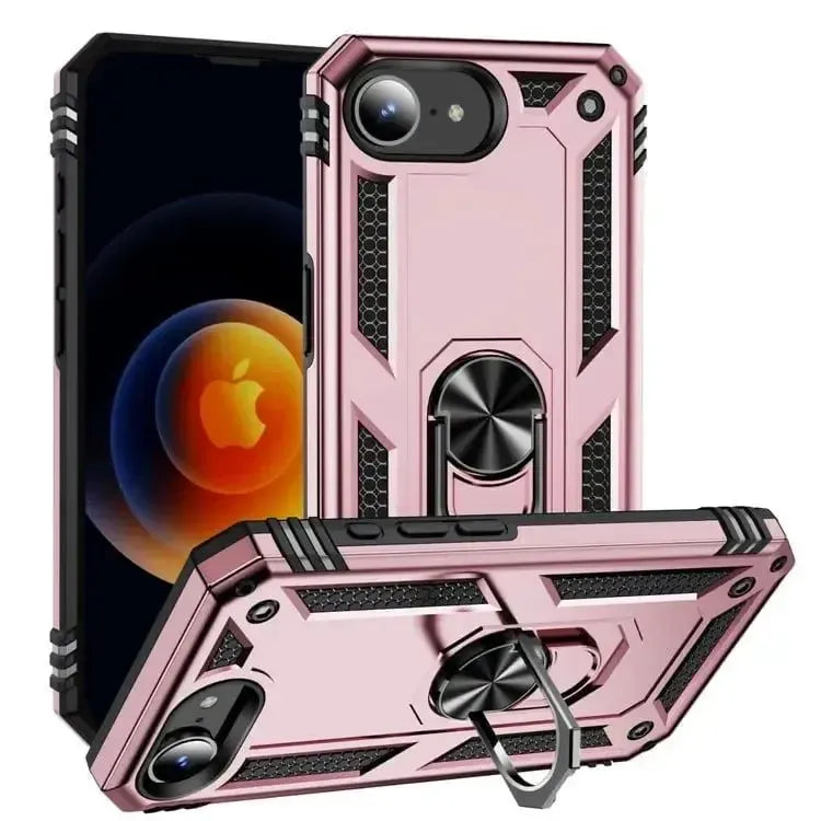 For Apple iPhone 16E Magnetic Car Mount Protective Ring Holder Case Rose Gold