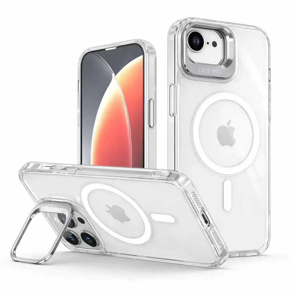 For Apple iPhone 16E Skin-Feel Camera Holder Magsafe Case Transparent
