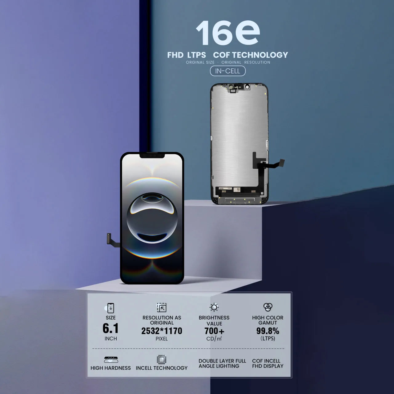 For Apple iPhone 16e LCD Screen Replacement JH FHD - Black