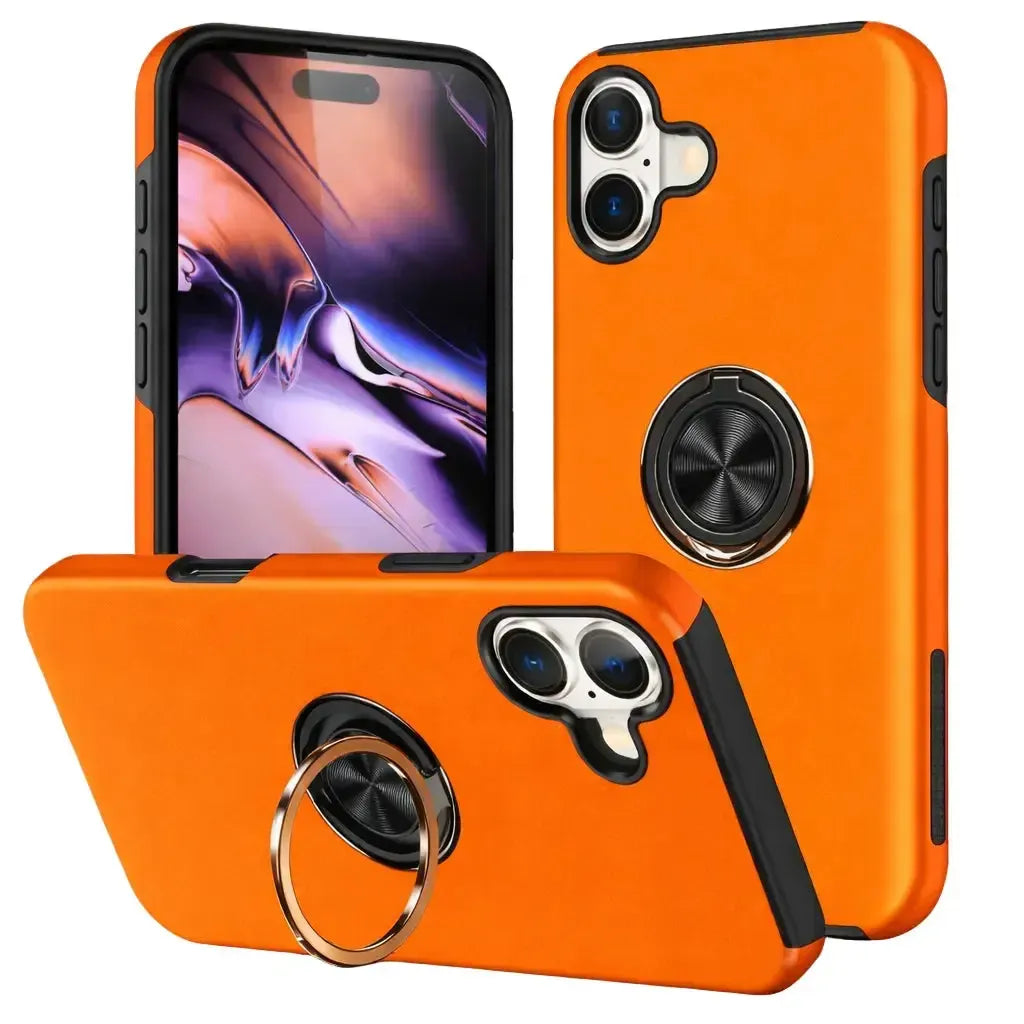 For Apple iPhone 17 Dual Layer Invisible Ring Case Orange
