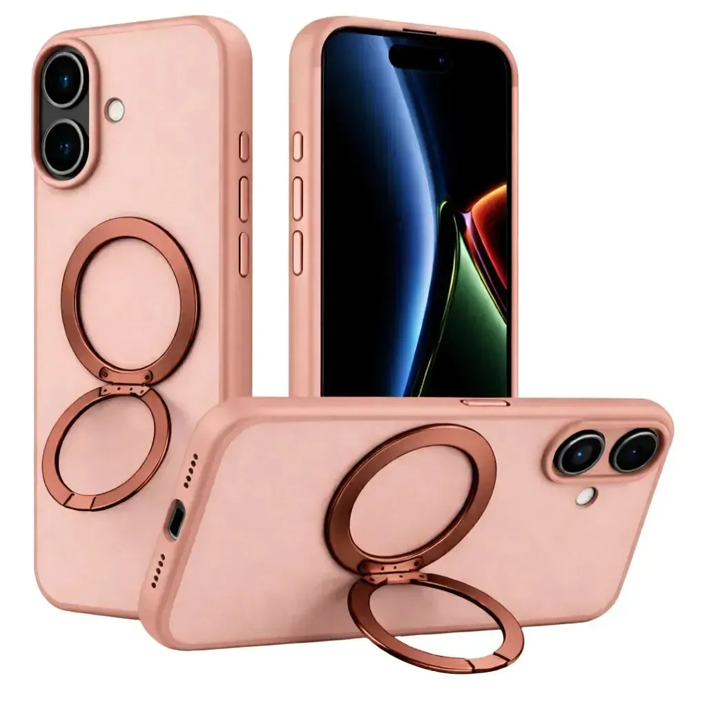 For Apple iPhone 17 Dual Shade Silicon Nova Magsafe Ring Case Rose Gold