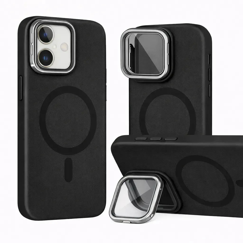 For Apple iPhone 17 Liquid Silicon With Camera Holder Magsafe Case Black