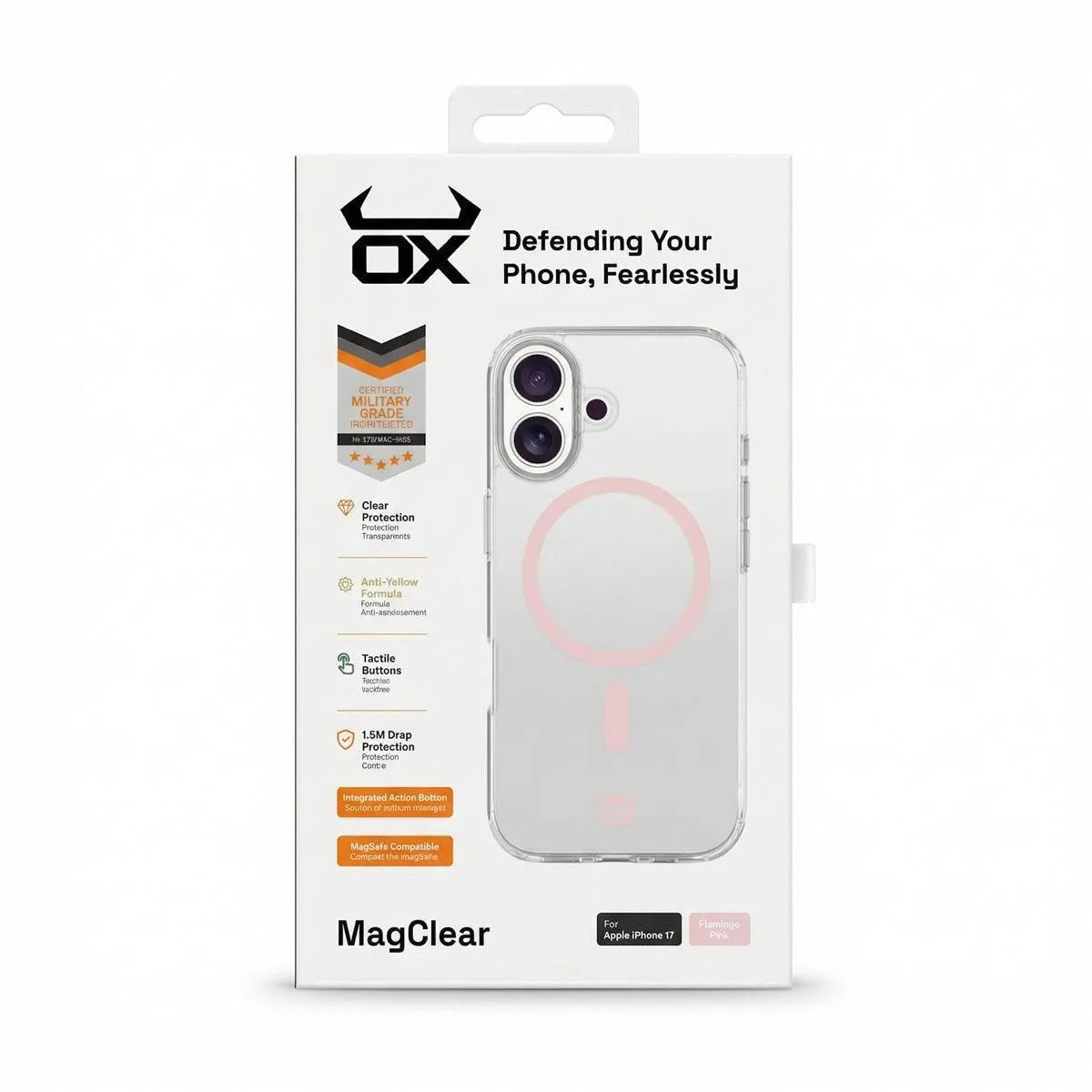 For Apple iPhone 17 OX MagClear With MagSafe Case - Flamingo Pink