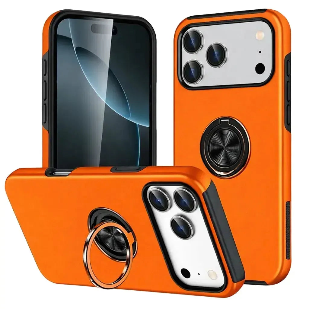 For Apple iPhone 17 Pro Dual Layer Invisible Ring Case Orange