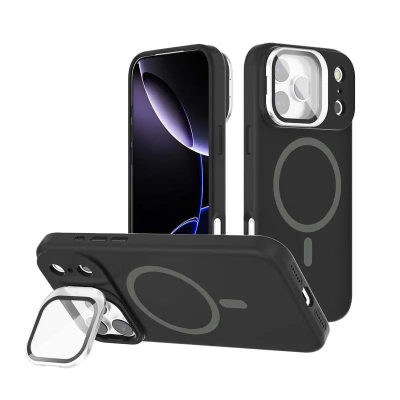 For Apple iPhone 17 Pro Liquid Silicon With Camera Holder Magsafe Case Black
