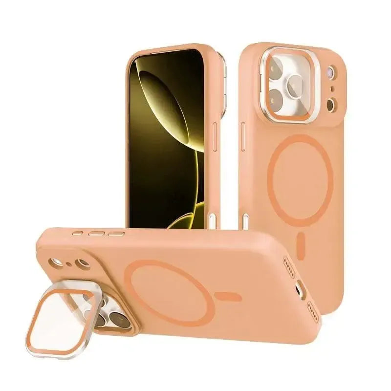 For Apple iPhone 17 Pro Max Liquid Silicon With Camera Holder Magsafe Case Orange