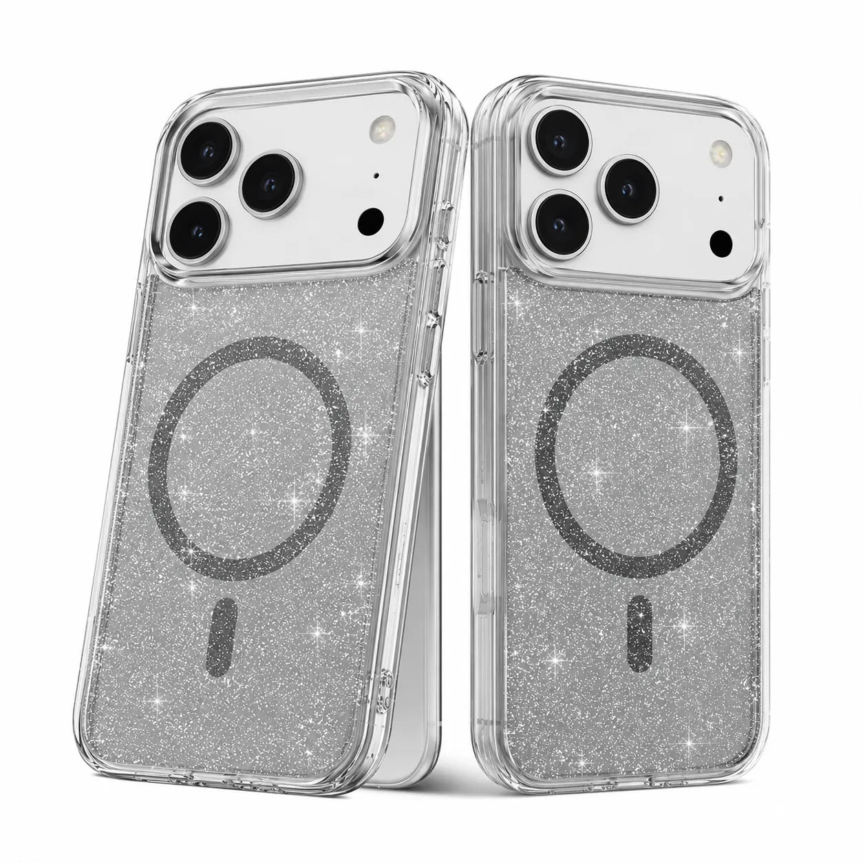 For Apple iPhone 17 Pro Max Magsafe Magnetic Crystal Glitter Clear Case Transparent Black