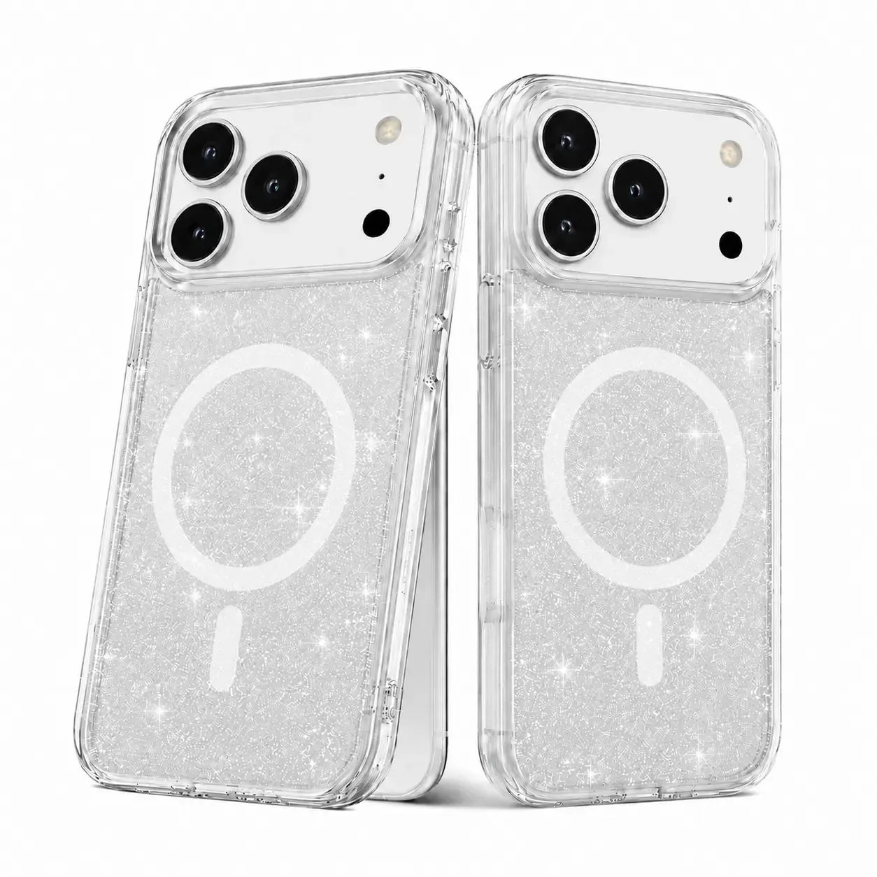 For Apple iPhone 17 Pro Max Magsafe Magnetic Crystal Glitter Clear Case Transparent White