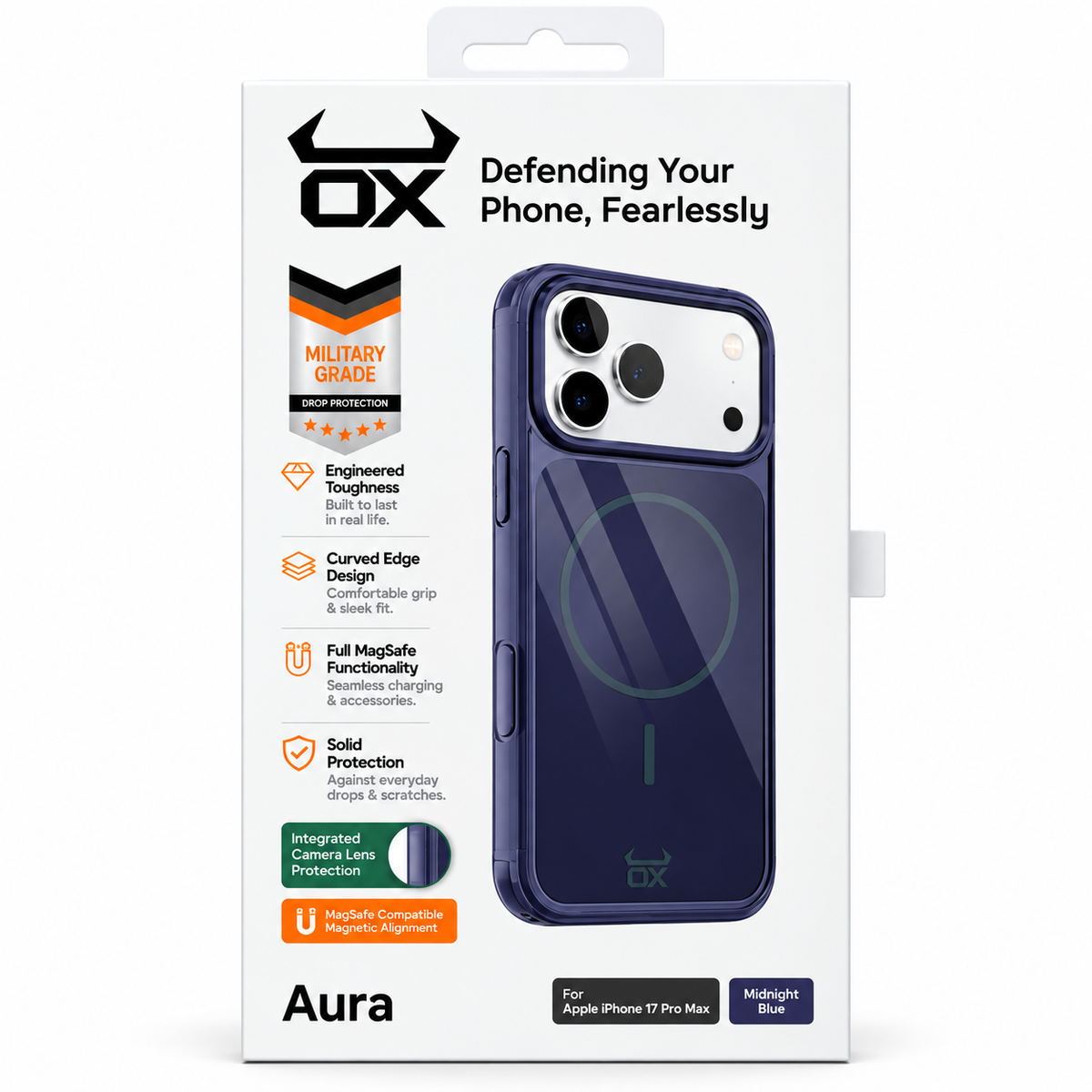 For Apple iPhone 17 Pro Max OX Aura MagSafe Case - Saphire Blue