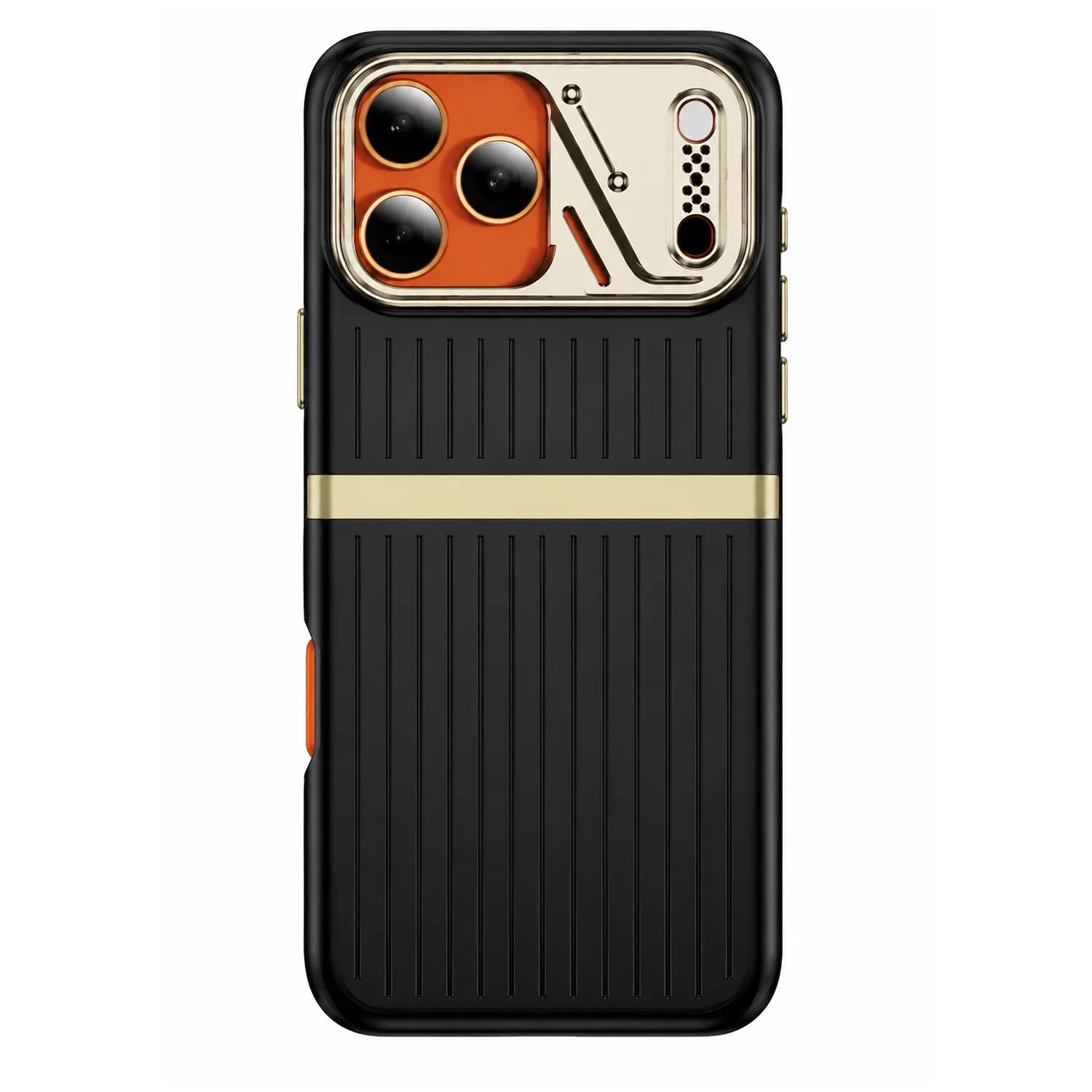 For Apple iPhone 17 Pro Max Ridge Band Stripe Hybrid Premium Case Black