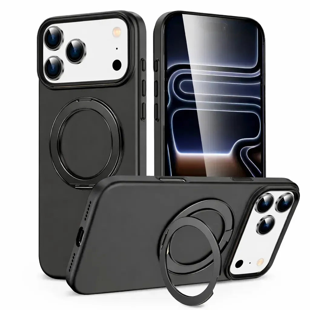 For Apple iPhone 17 Pro Silicon Magsafe Falcrum Ring Case Black