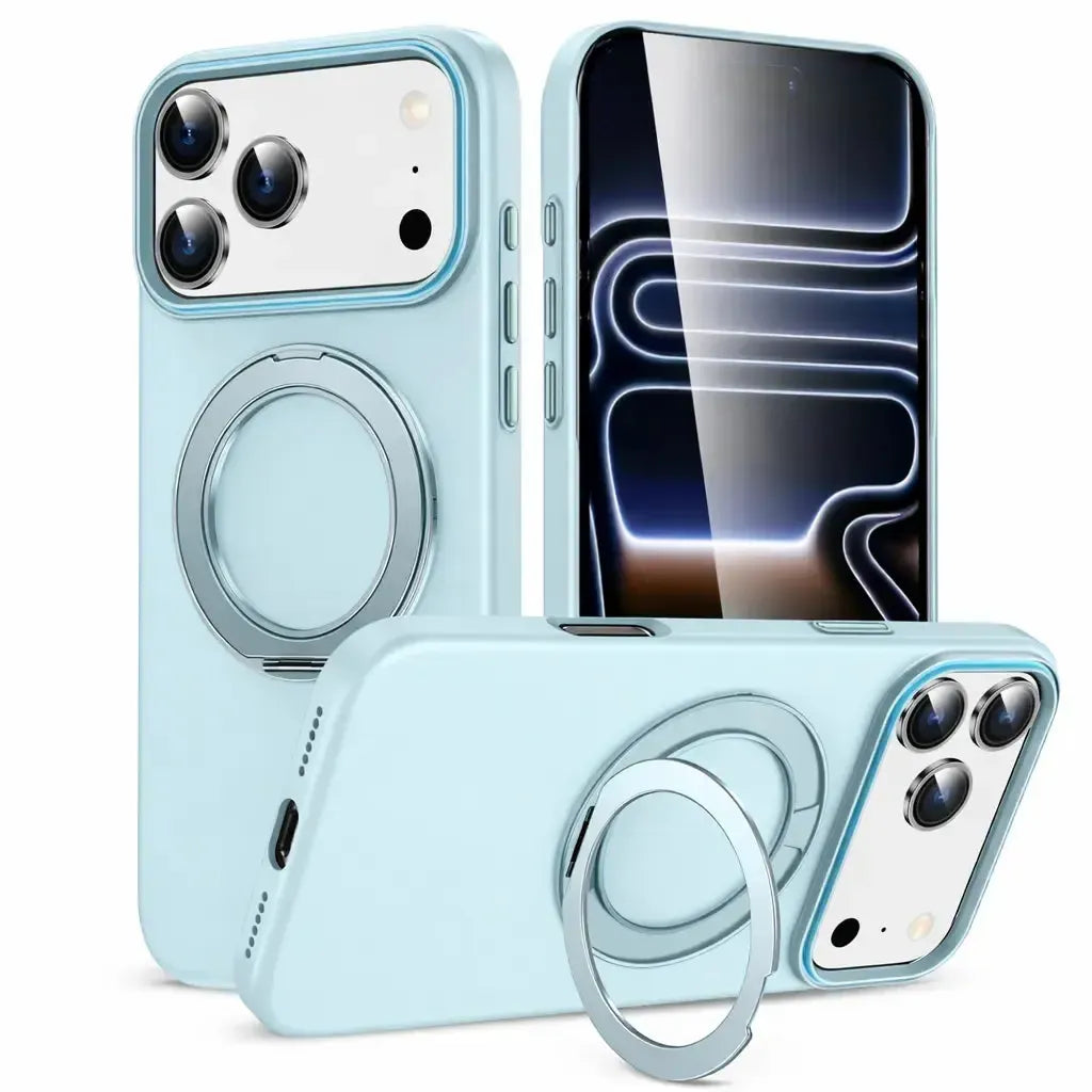 For Apple iPhone 17 Pro Max Silicon Magsafe Falcrum Ring Case Blue