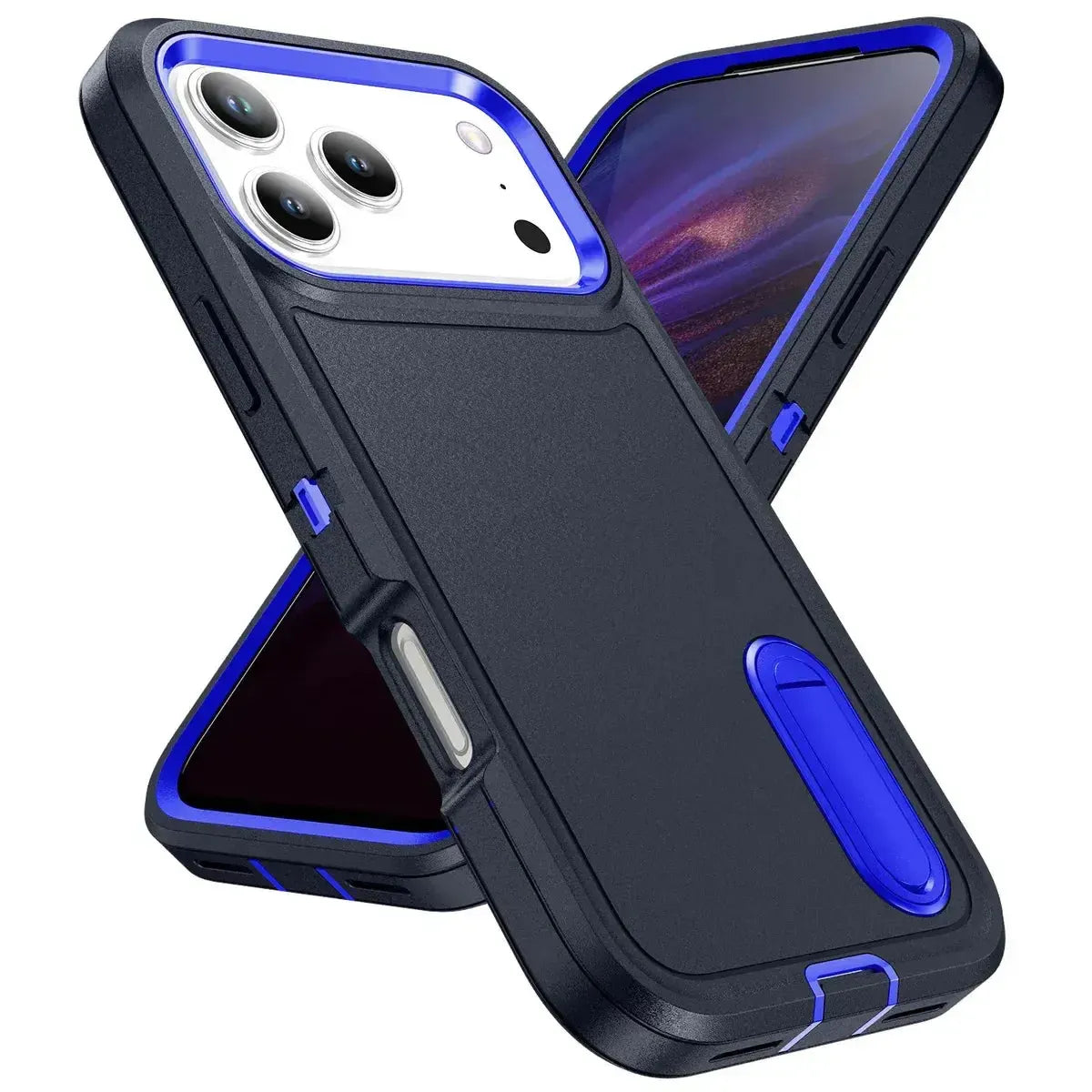 For Apple iPhone 17 Pro Max Triple Builder With Stander Case Blue