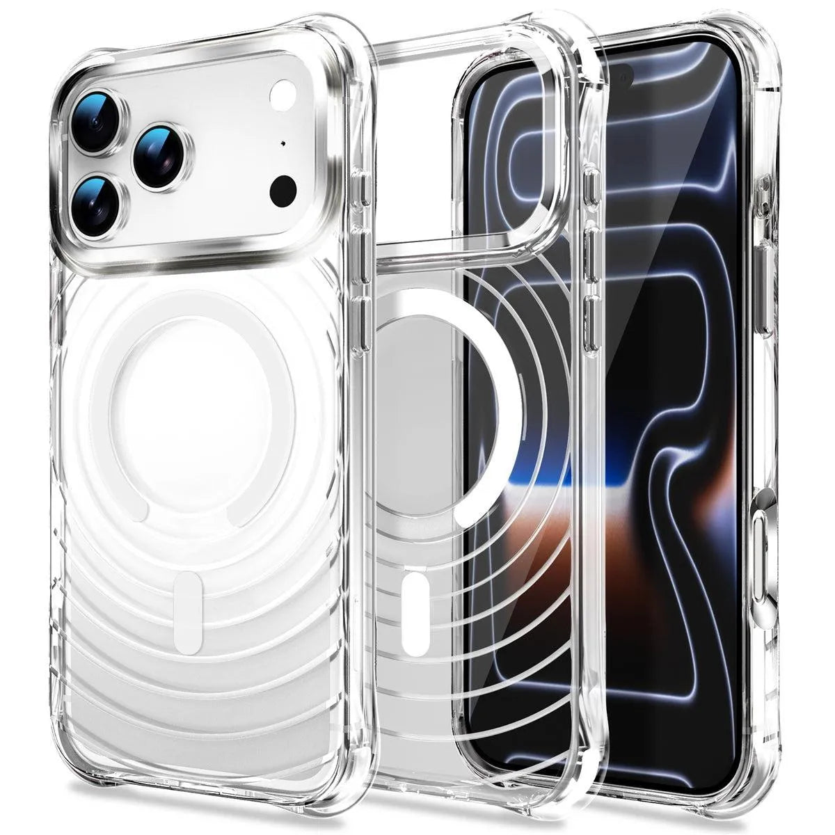 For Apple iPhone 17 Pro Max Wave Series Clear Magsafe White