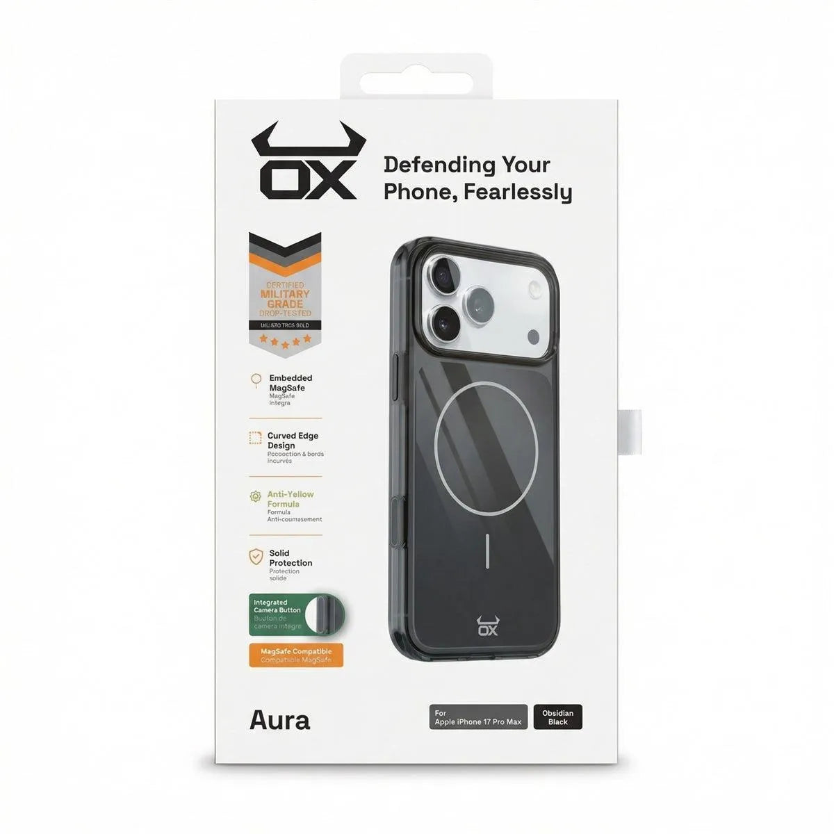 For Apple iPhone 17 Pro Max OX Aura MagSafe Case - Obsidian Black