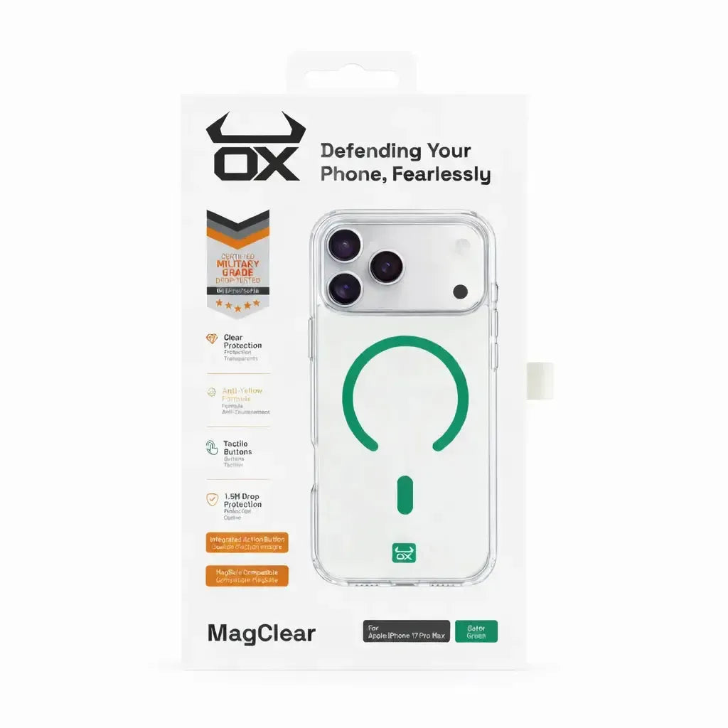 For Apple iPhone 17 Pro Max OX MagClear With MagSafe Case - Gator Green