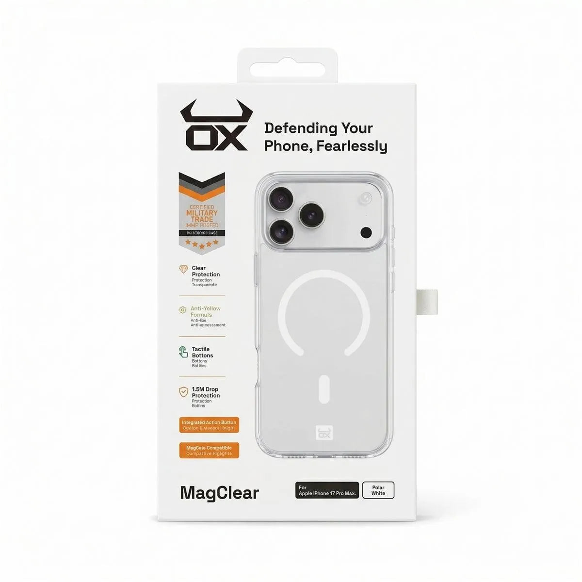 For Apple iPhone 17 Pro Max OX MagClear With MagSafe Case - Polar White