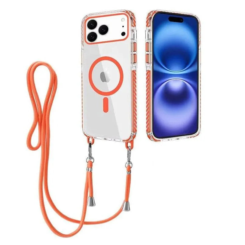 For Apple iPhone 17 Pro Premium Lanyard Hard Case Orange