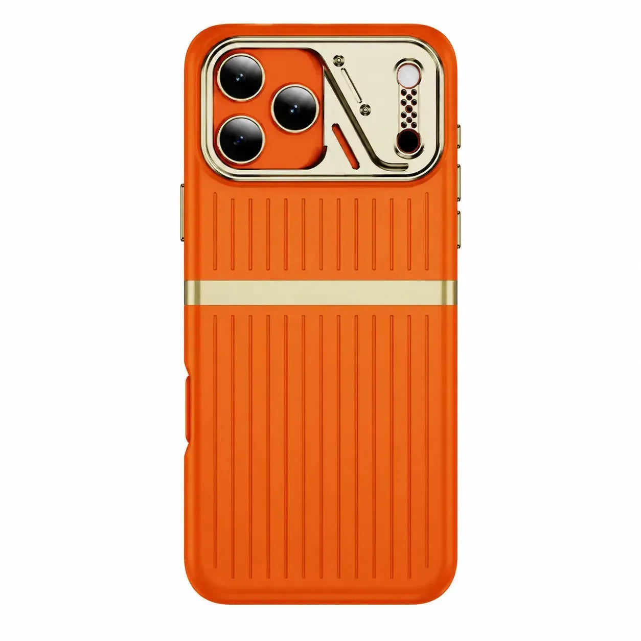 For Apple iPhone 18 Pro Ridge Band Stripe Hybrid Premium Case Orange