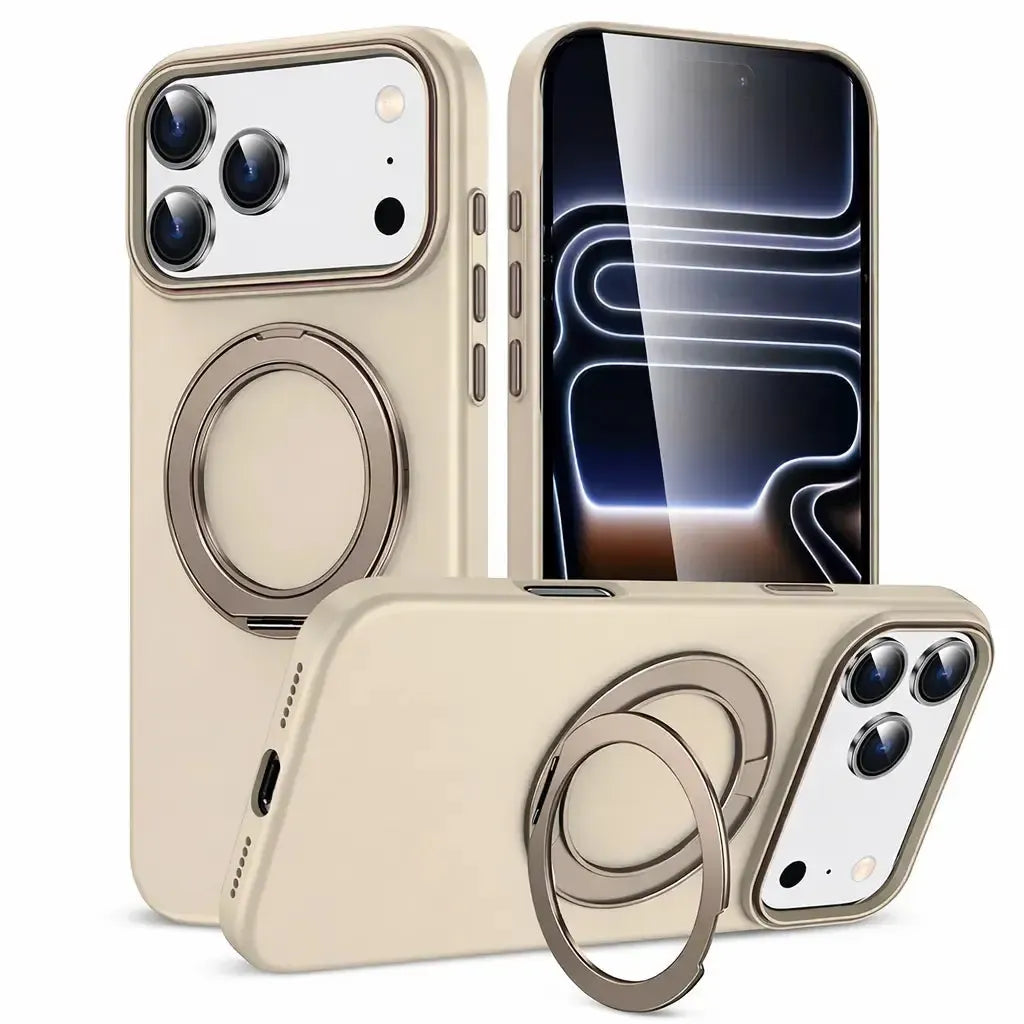 For Apple iPhone 17 Pro Silicon Magsafe Falcrum Ring Case Gold