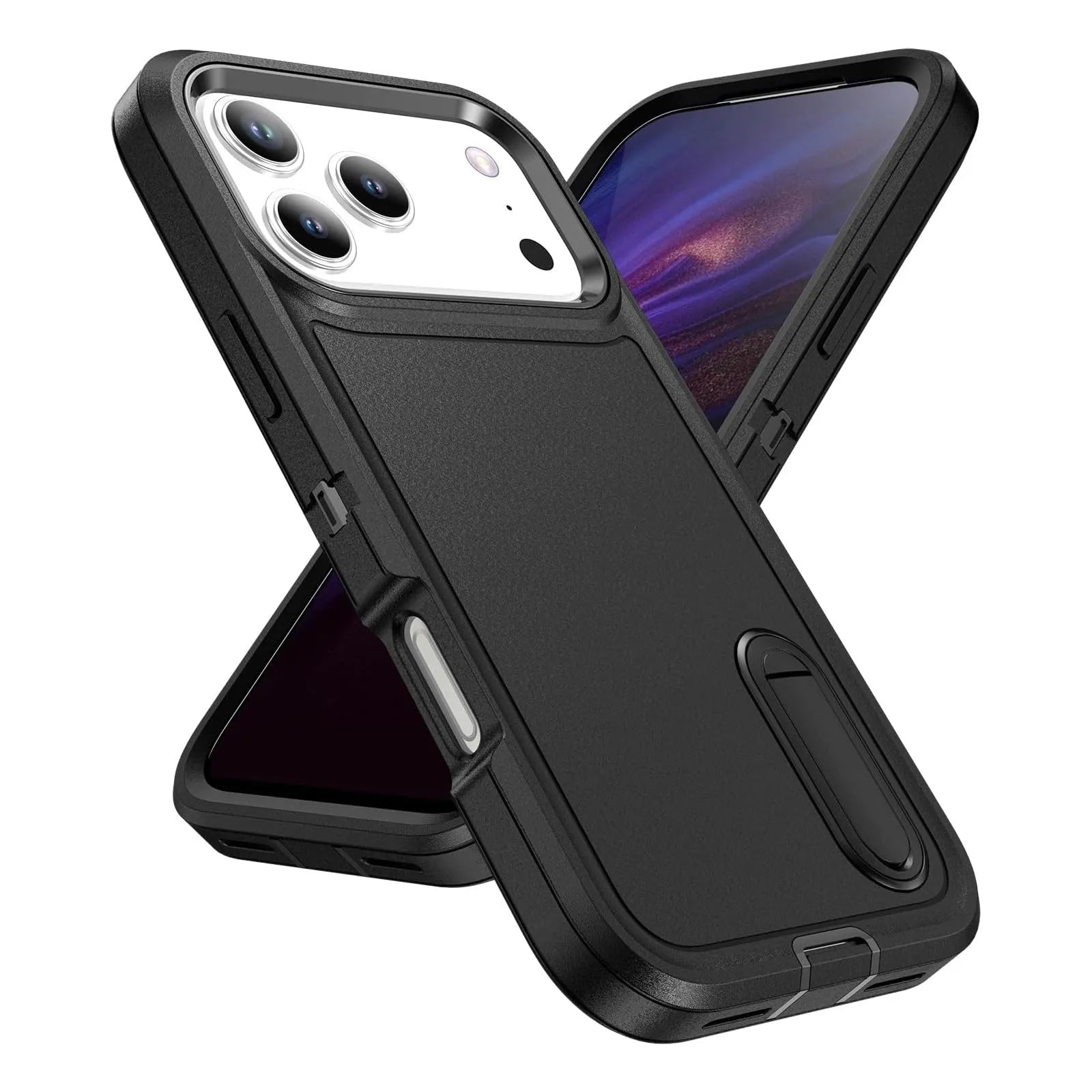 For Apple iPhone 17 Pro Triple Builder With Stander Case Black