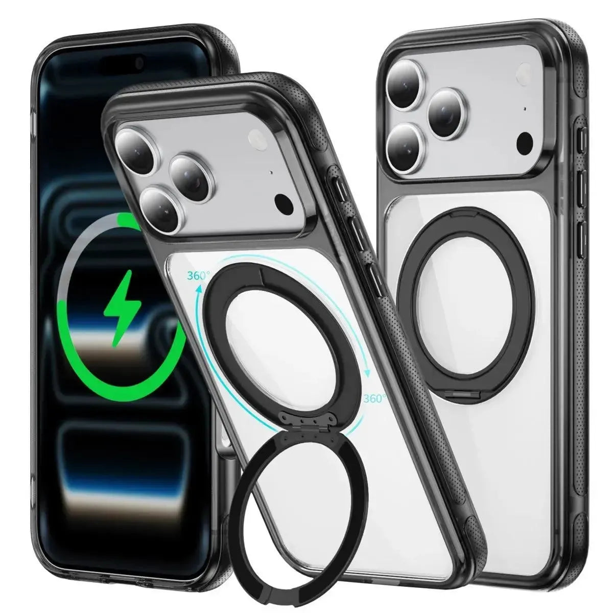 For Apple iPhone 17 Pro iShield Magsafe Rotating Stand Case Black