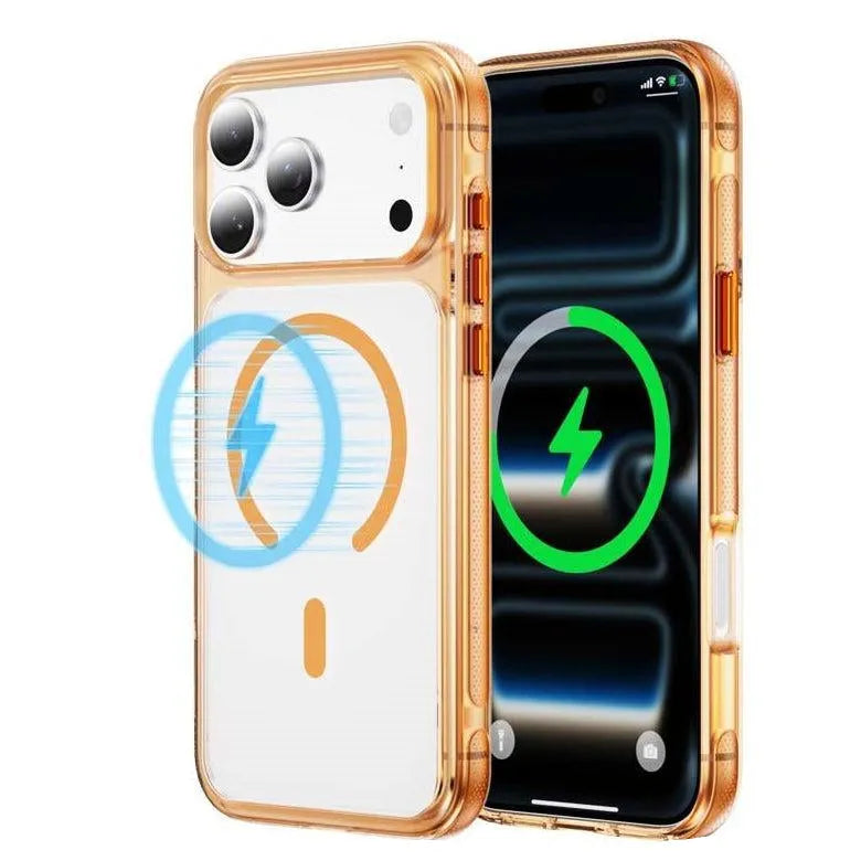 For Apple iPhone 17 See-Through Magnetic Hard Case Orange