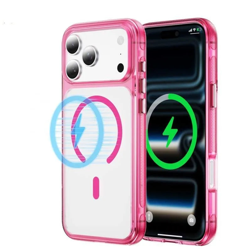For Apple iPhone 17 See-Through Magnetic Hard Case Rose