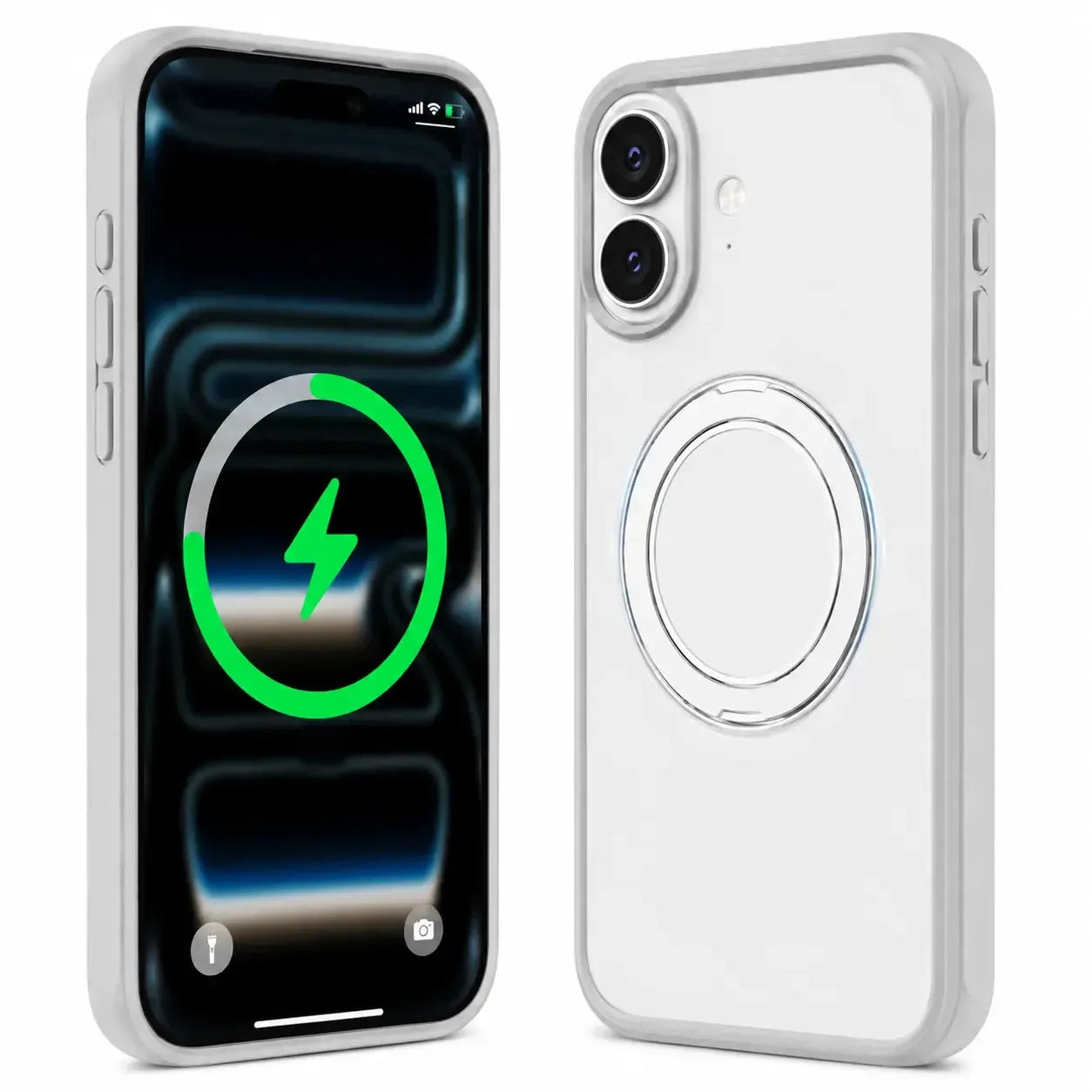 For Apple iPhone 17 Silicon Magsafe Falcrum Ring Case White